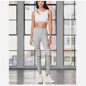 ALO Yoga Grey Leggings with front slits size XS